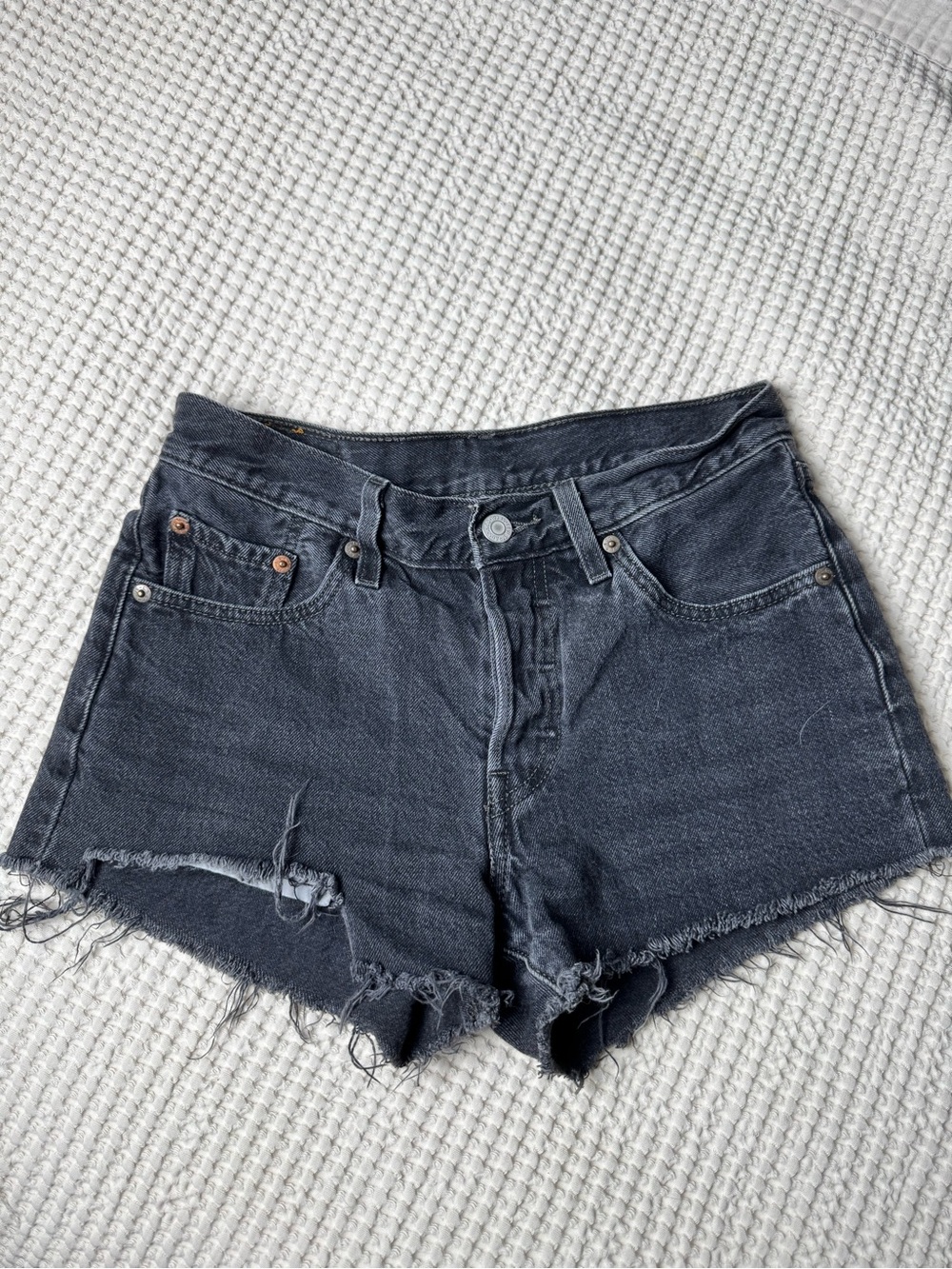 Levi's 501 Black Washed Denim Cutoff Shorts